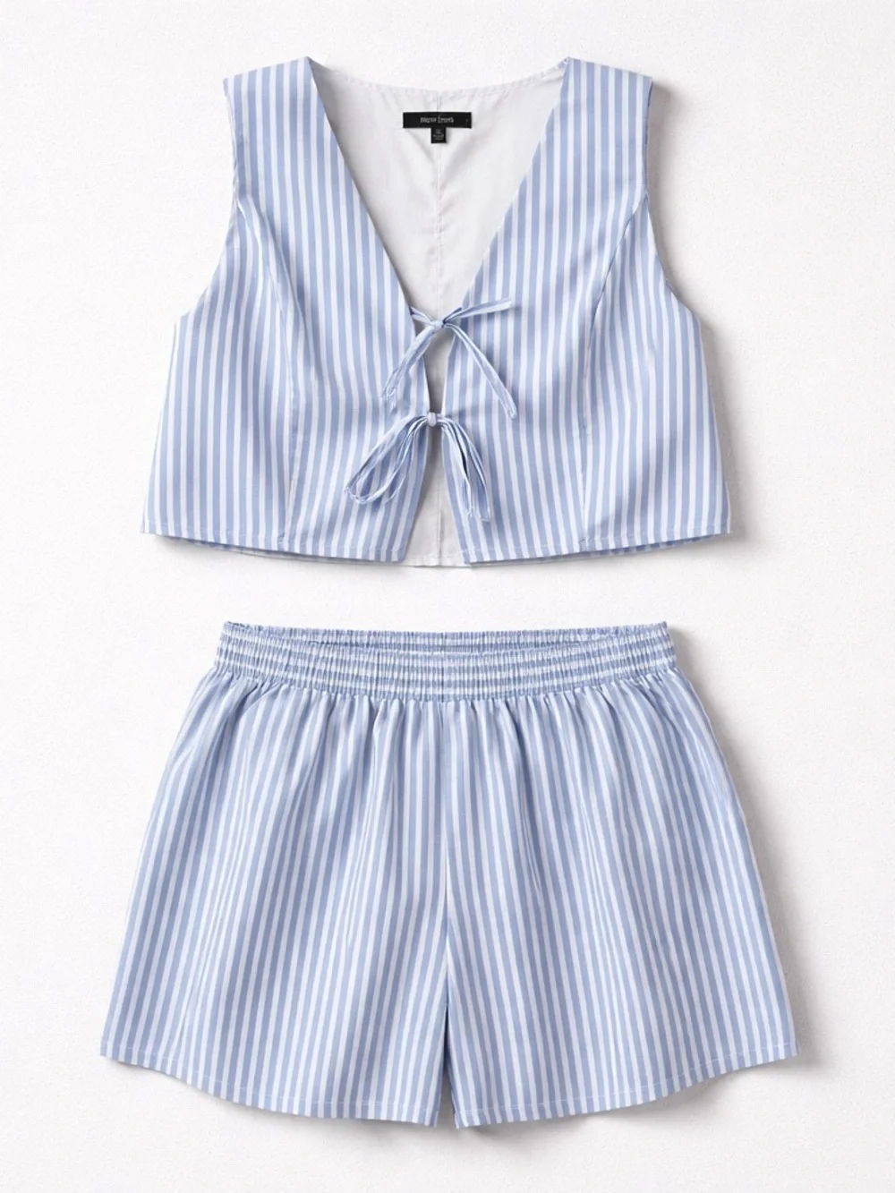 New Look Blue & White Striped Tie-Front Short Set